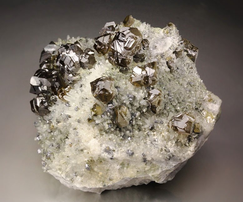 gem SPHALERITE var. CLEIOPHANE, GALENA, QUARTZ