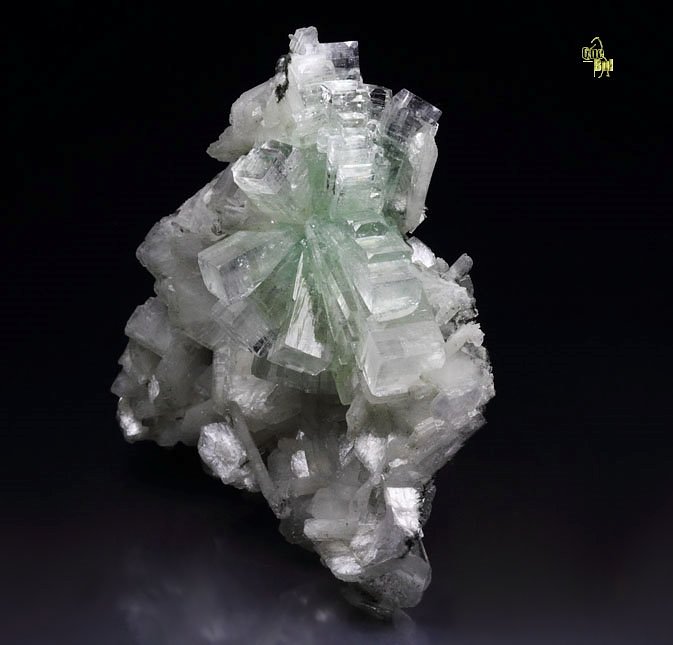 FLUORAPOPHYLLITE-(K) disco ball, STILBITE