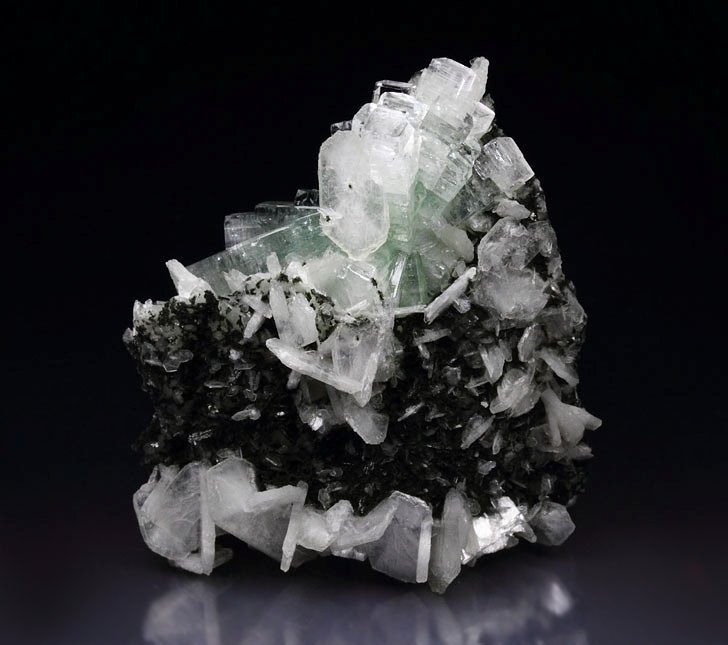 FLUORAPOPHYLLITE-(K) disco ball, STILBITE