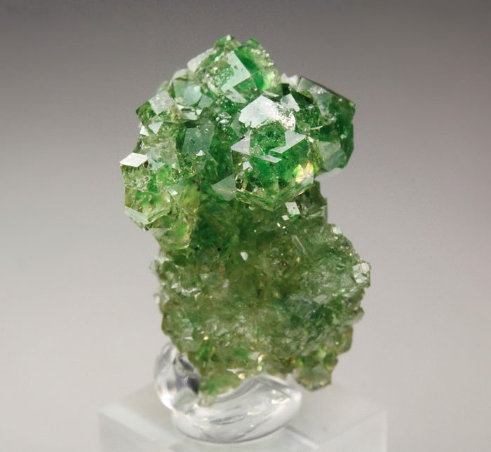 gem GARNET var. GROSSULAR with GREEN CHROMIAN PHANTOMS, PECTOLITE