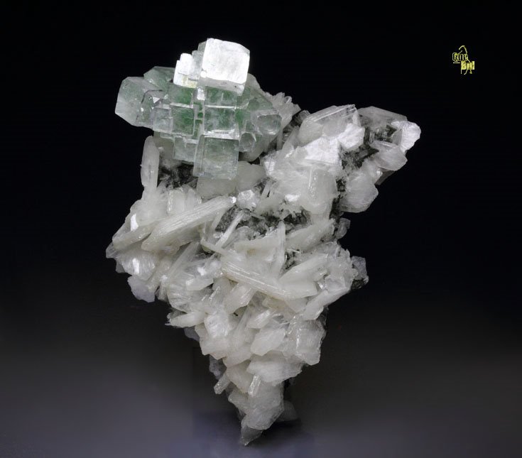 FLUORAPOPHYLLITE-(K) disco ball, STILBITE