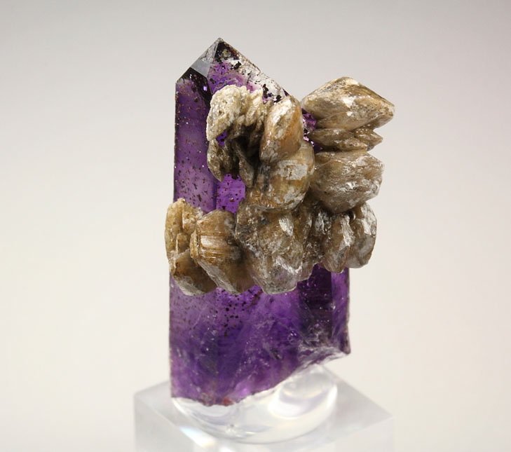 QUARTZ var. AMETHYST, CALCITE