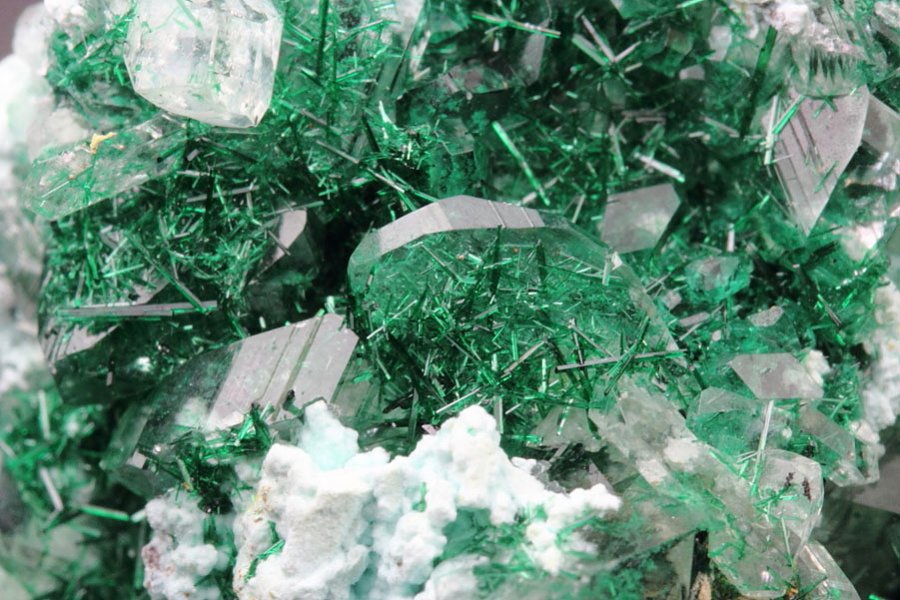 BROCHANTITE, GYPSUM, CHRYSOCOLLA