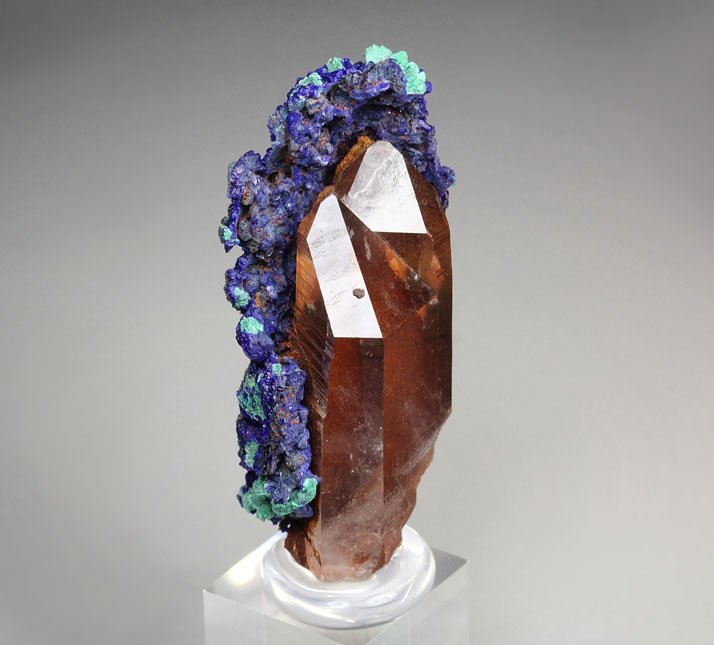 AZURITE, MALACHITE pseudomorph, QUARTZ