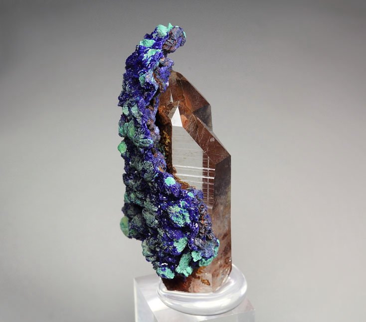 AZURITE, MALACHITE pseudomorph, QUARTZ