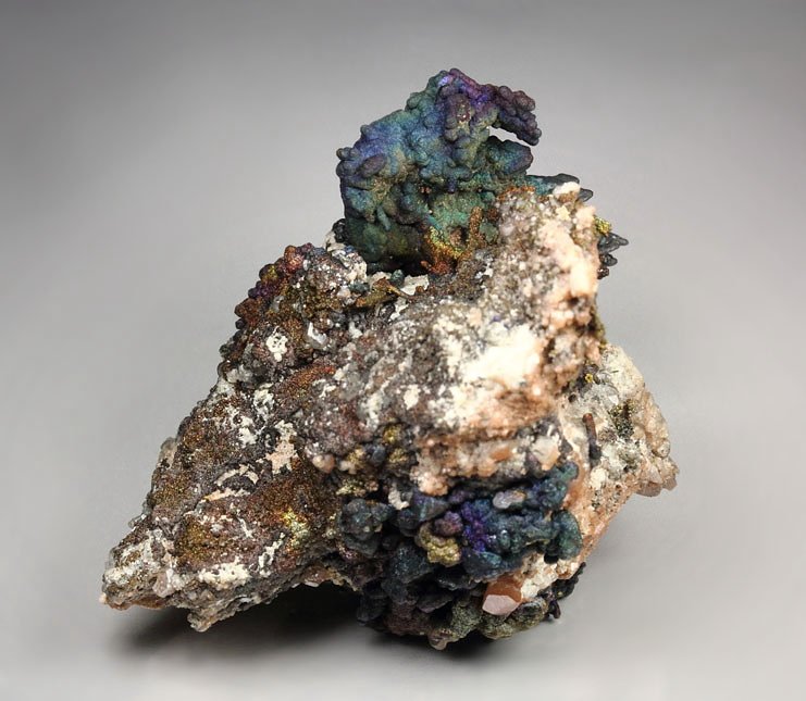 CHALCOCITE, DJURLEITE, iridescent CHALCOPYRITE