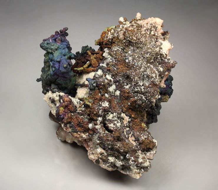 CHALCOCITE, DJURLEITE, iridescent CHALCOPYRITE