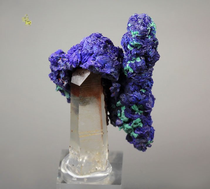 AZURITE, MALACHITE pseudomorph, QUARTZ