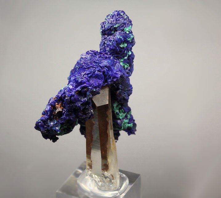 AZURITE, MALACHITE pseudomorph, QUARTZ