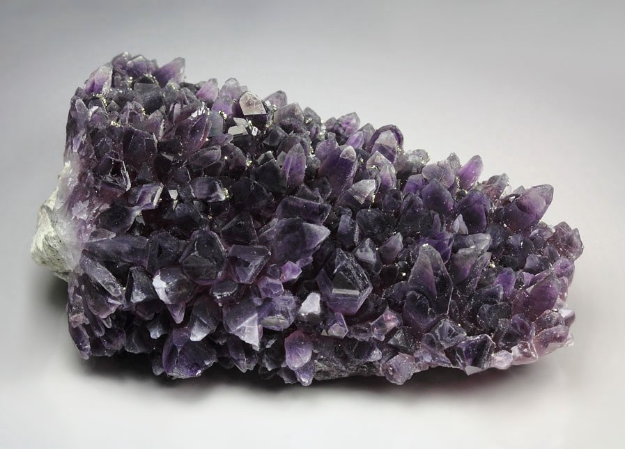 QUARTZ var. AMETHYST, PYRITE