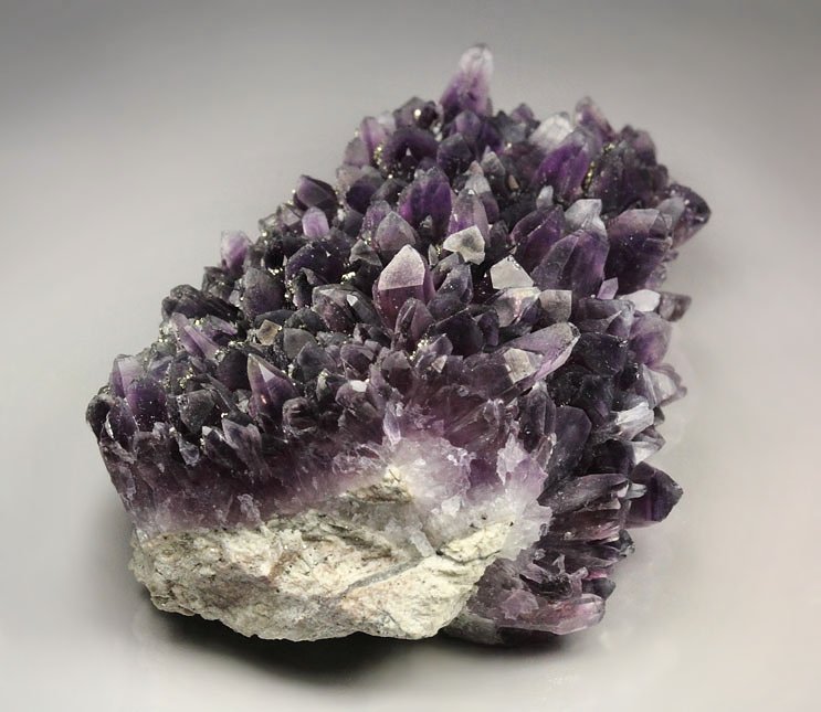 QUARTZ var. AMETHYST, PYRITE