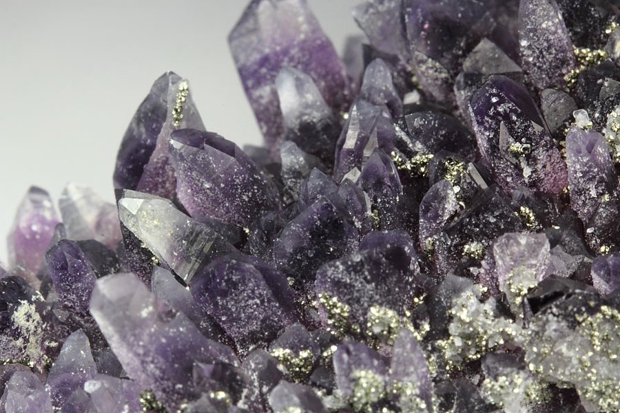 QUARTZ var. AMETHYST, PYRITE