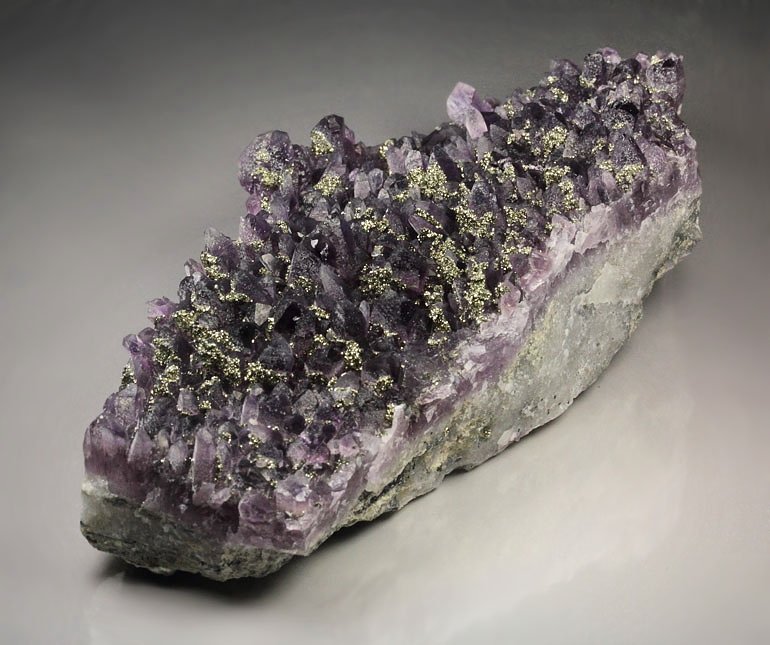 QUARTZ var. AMETHYST, PYRITE