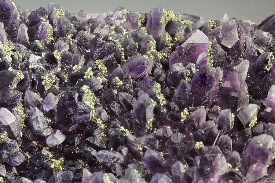 QUARTZ var. AMETHYST, PYRITE