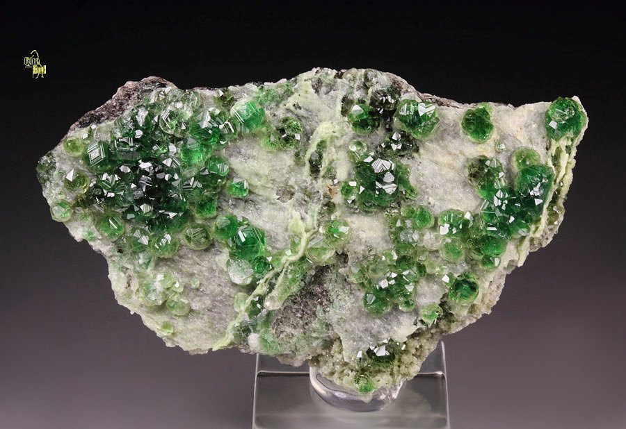 gem GARNET var. GROSSULAR with GREEN CHROMIAN PHANTOMS