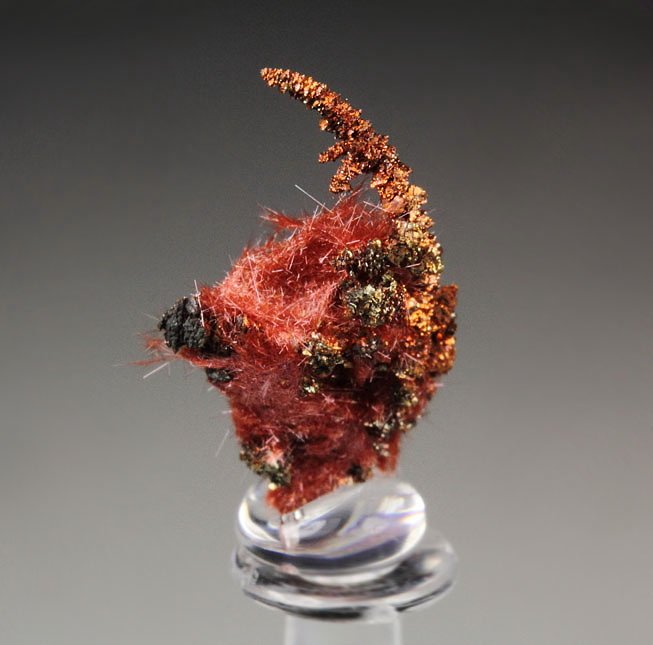 CUPRITE var. CHALCOTRICHITE, CHALCOPYRITE, COPPER