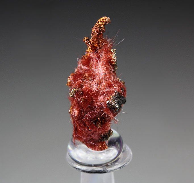 CUPRITE var. CHALCOTRICHITE, CHALCOPYRITE, COPPER