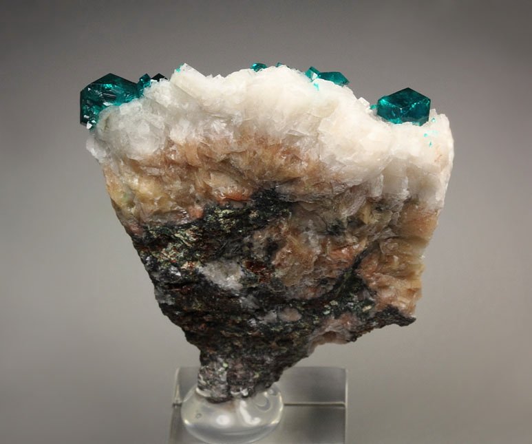 gemmy DIOPTASE, CALCITE