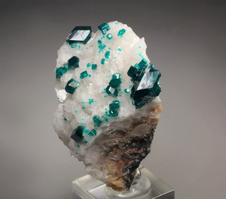 gemmy DIOPTASE, CALCITE