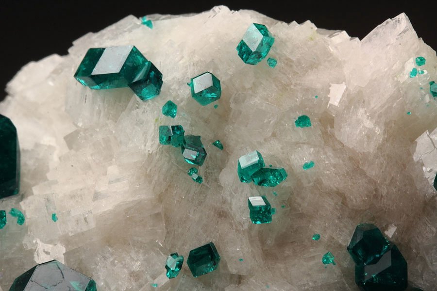 gemmy DIOPTASE, CALCITE