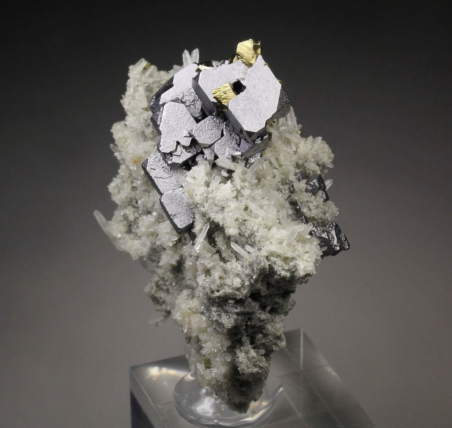 skeletal GALENA, CHALCOPYRITE, PYRITE, QUARTZ