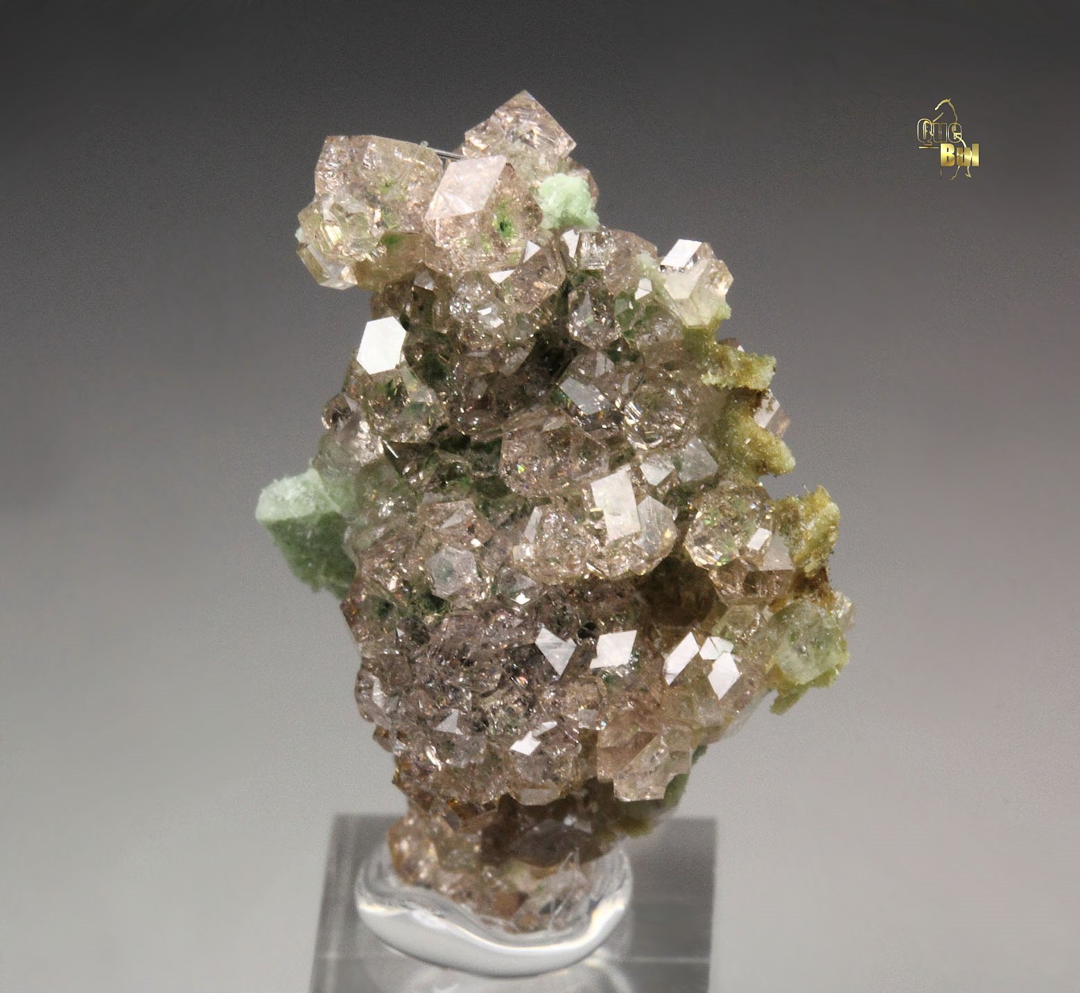 gem pink GARNET var. GROSSULAR with GREEN CORES, DIOPSIDE