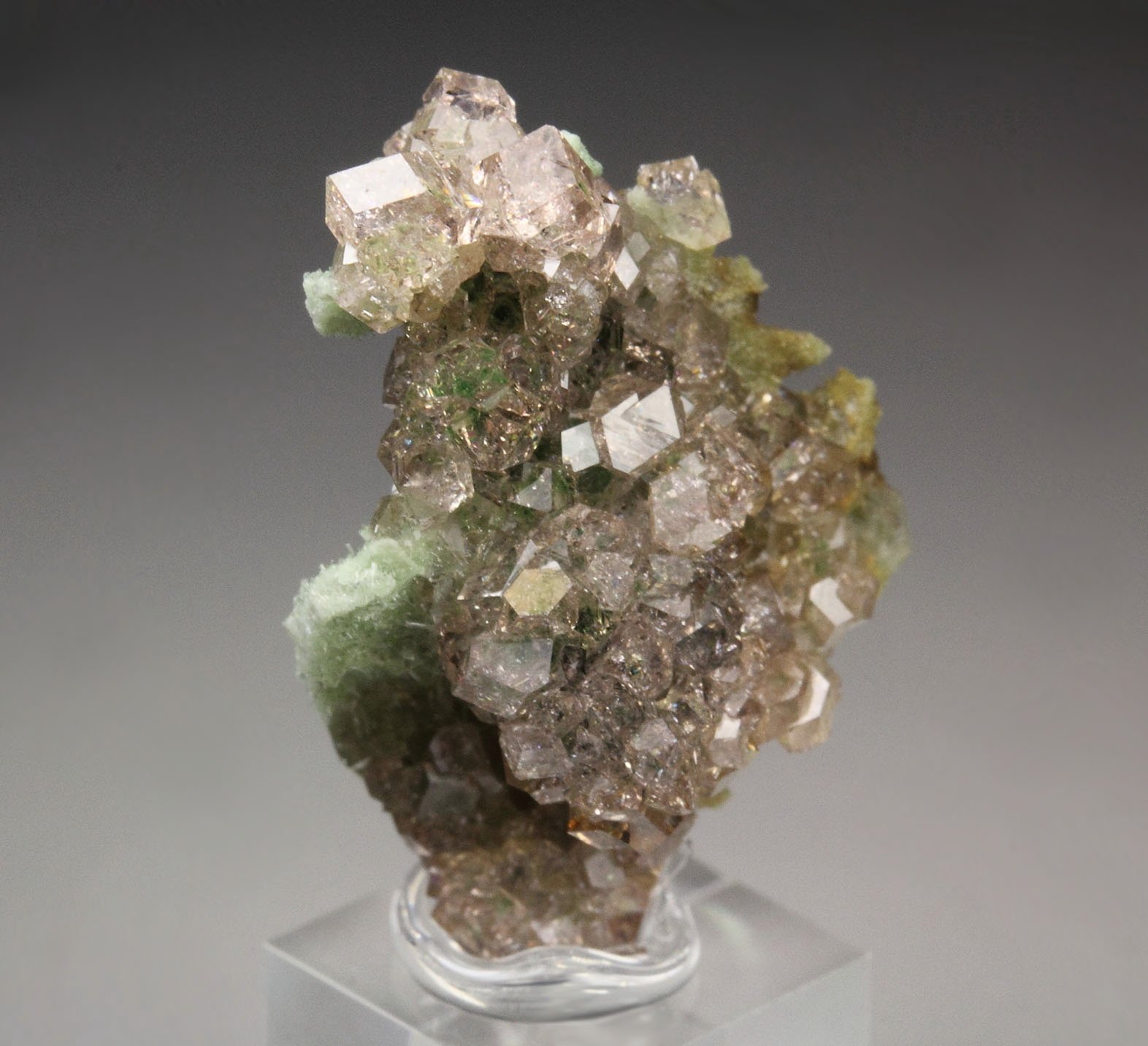 gem pink GARNET var. GROSSULAR with GREEN CORES, DIOPSIDE