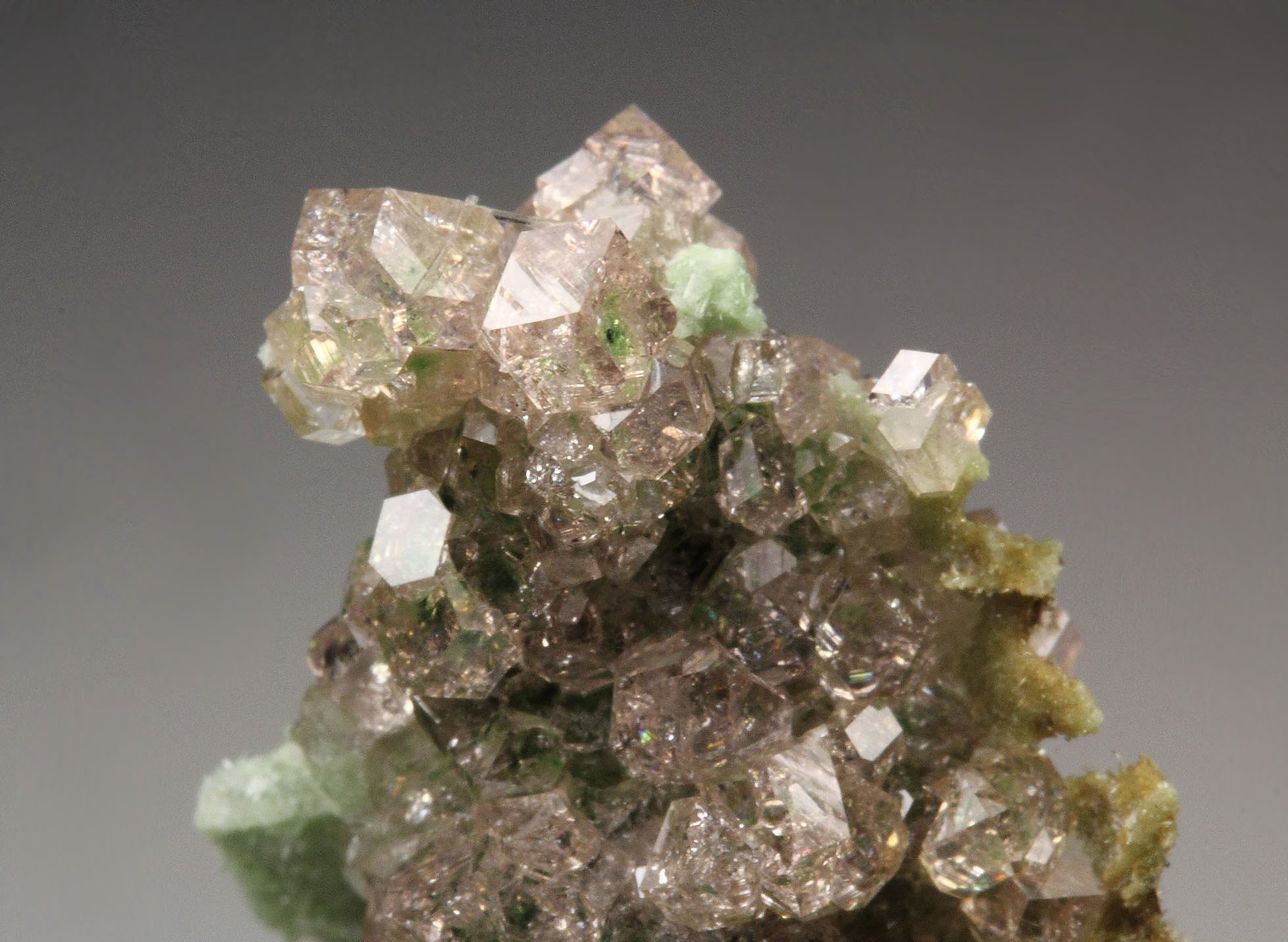 gem pink GARNET var. GROSSULAR with GREEN CORES, DIOPSIDE