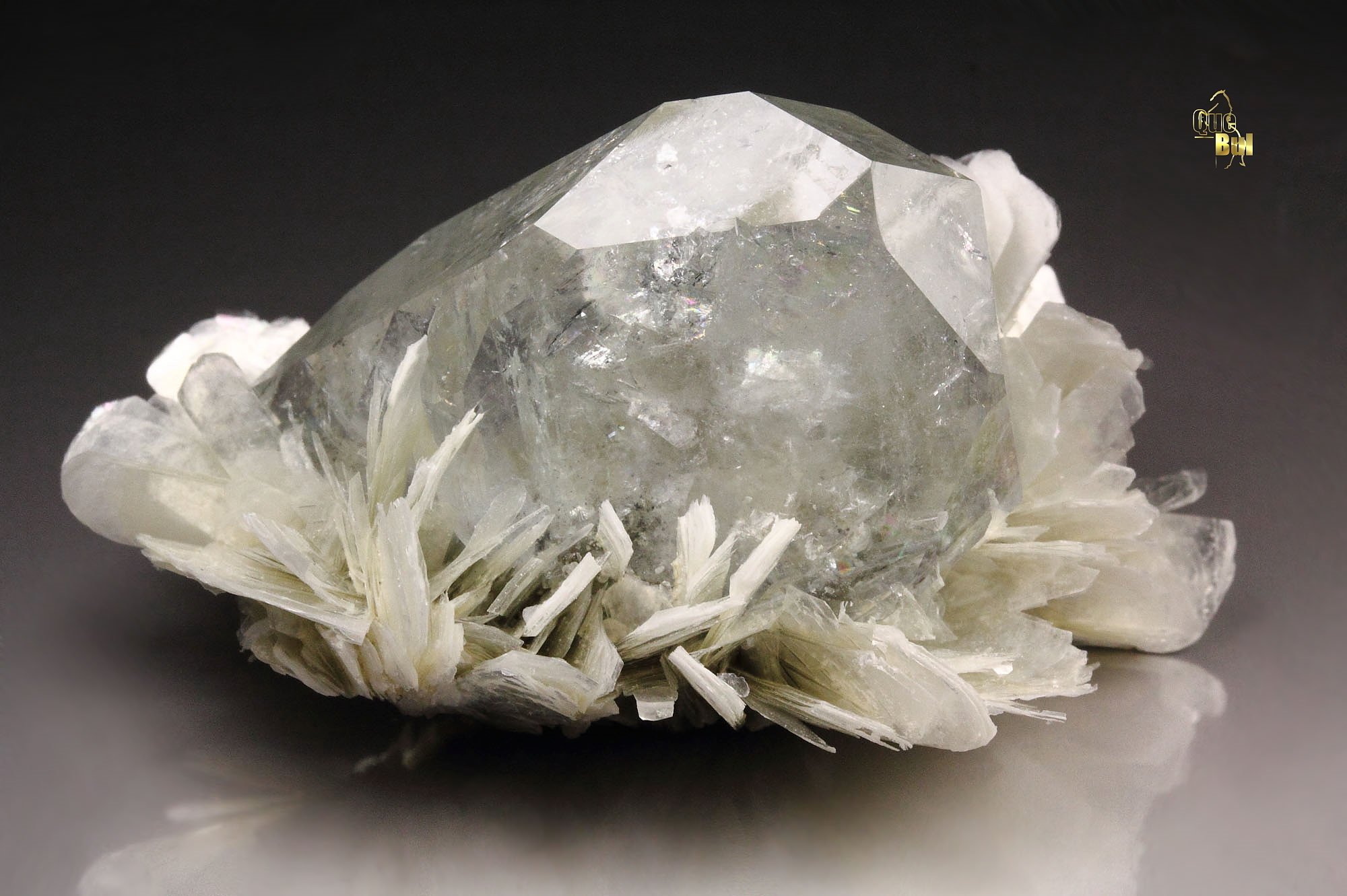 gem BERYL var. GOSHENITE, MUSCOVITE