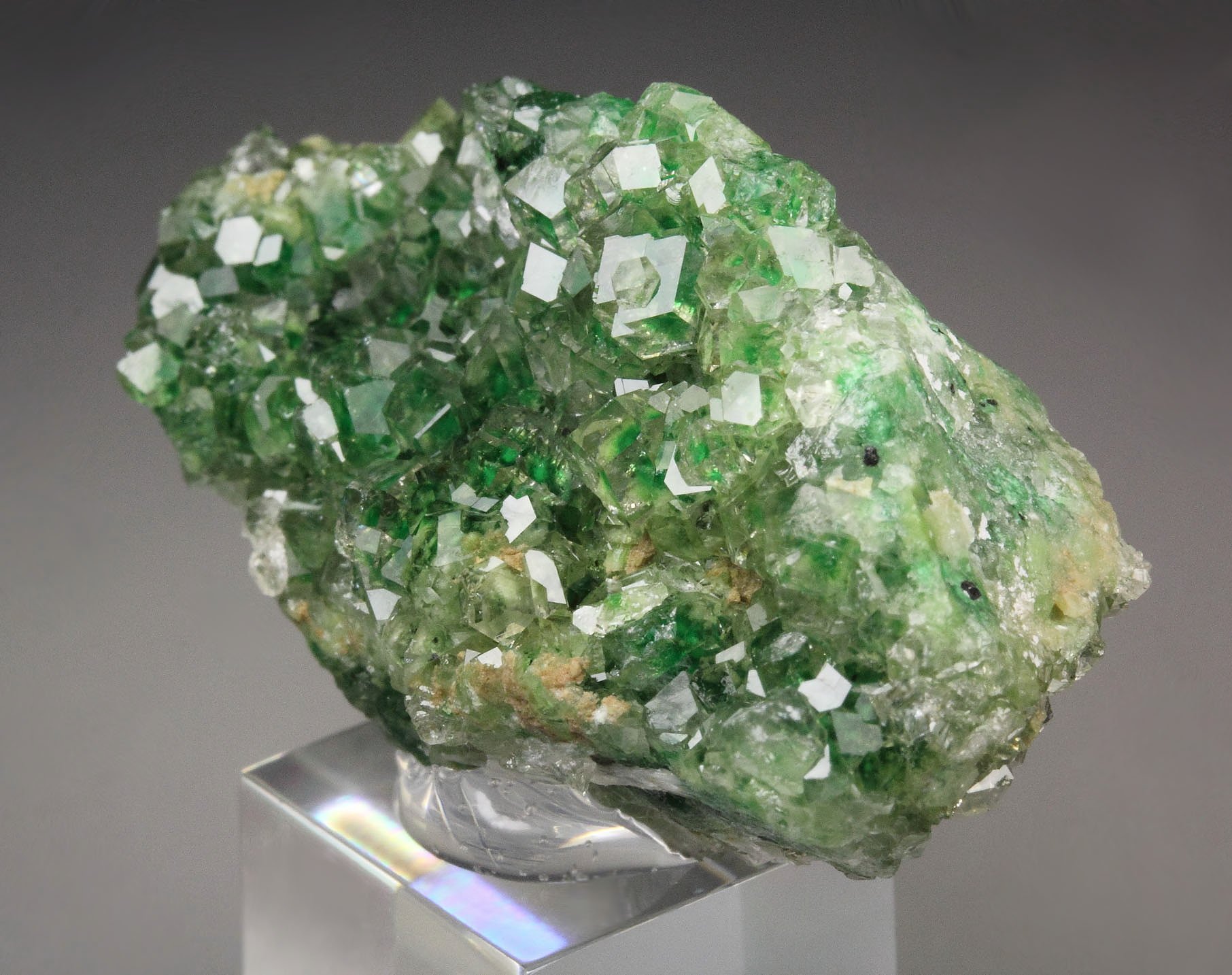 gem GARNET var. GROSSULAR with GREEN CHROMIAN PHANTOMS, PECTOLITE