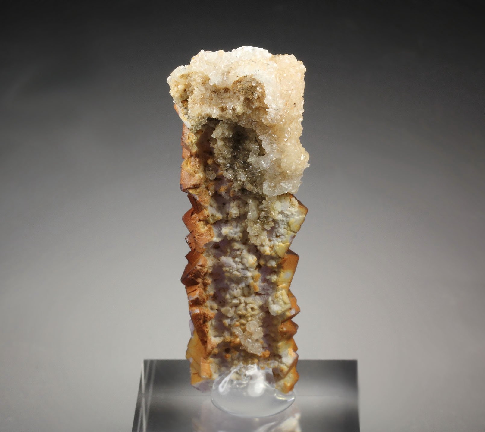 FLUORITE stalactite, CALCITE 