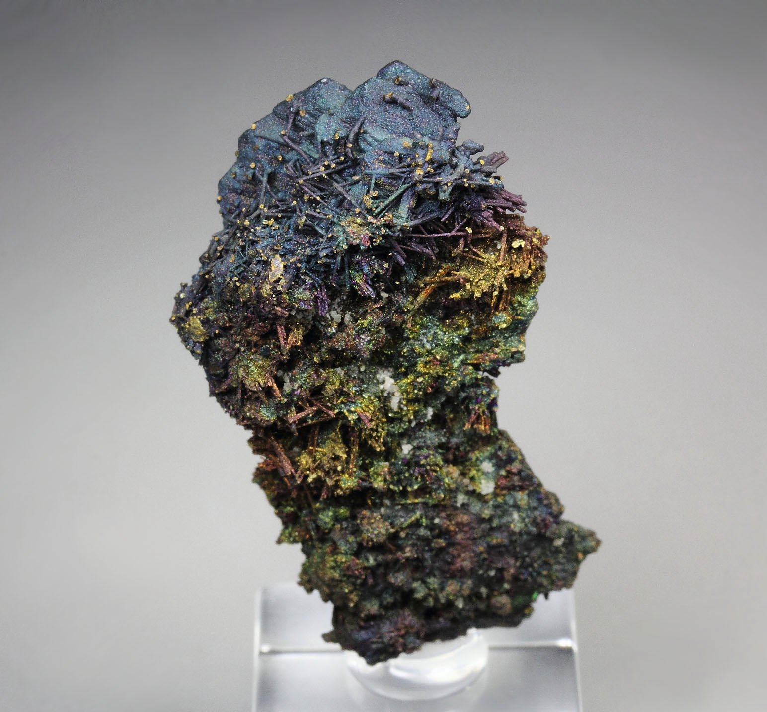 CHALCOCITE, DJURLEITE, iridescent CHALCOPYRITE