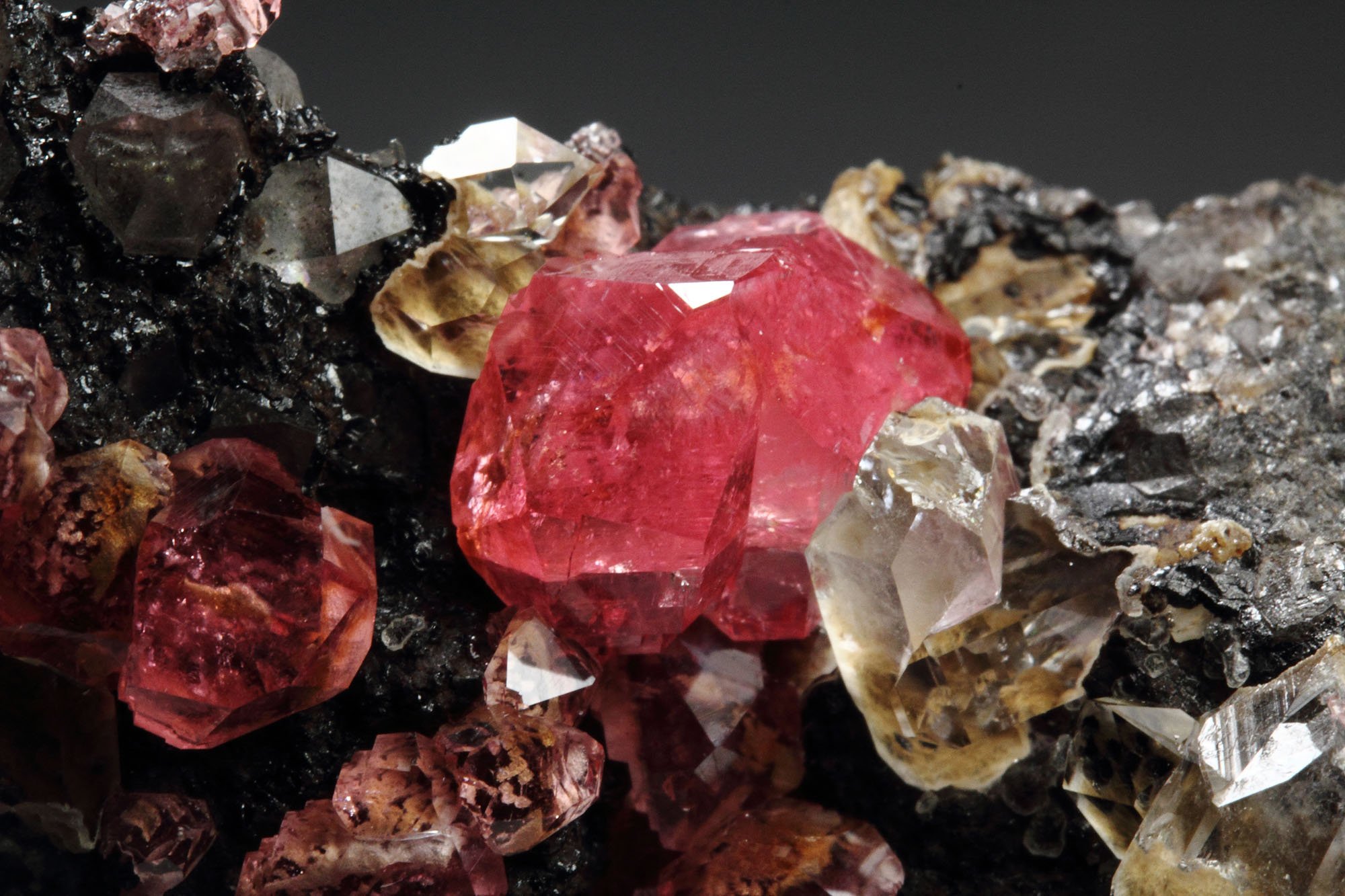 gem RHODOCHROSITE, QUARTZ