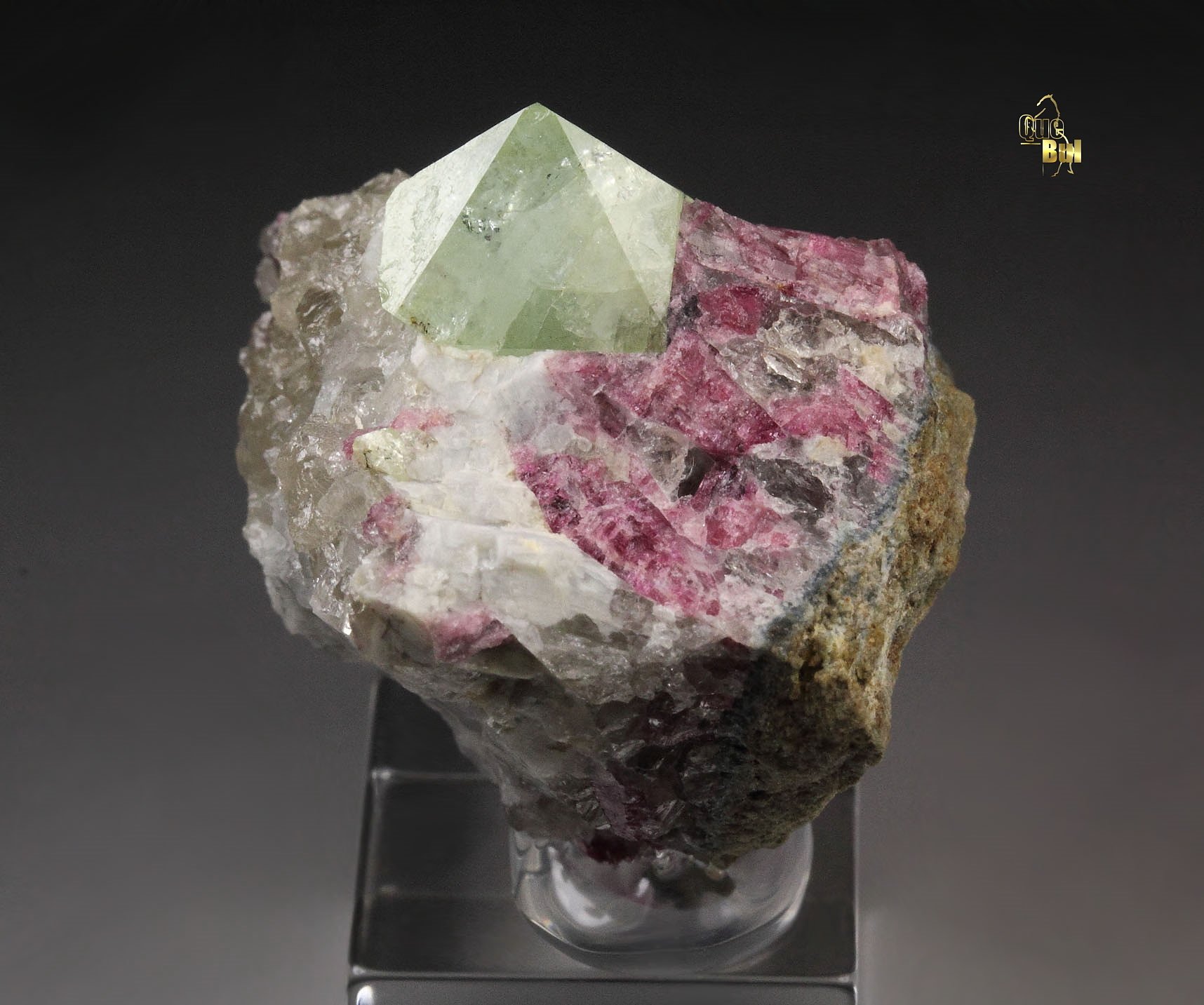 gem RHODIZITE, TOURMALINE var. RUBELLITE, FELDSPAR, QUARTZ