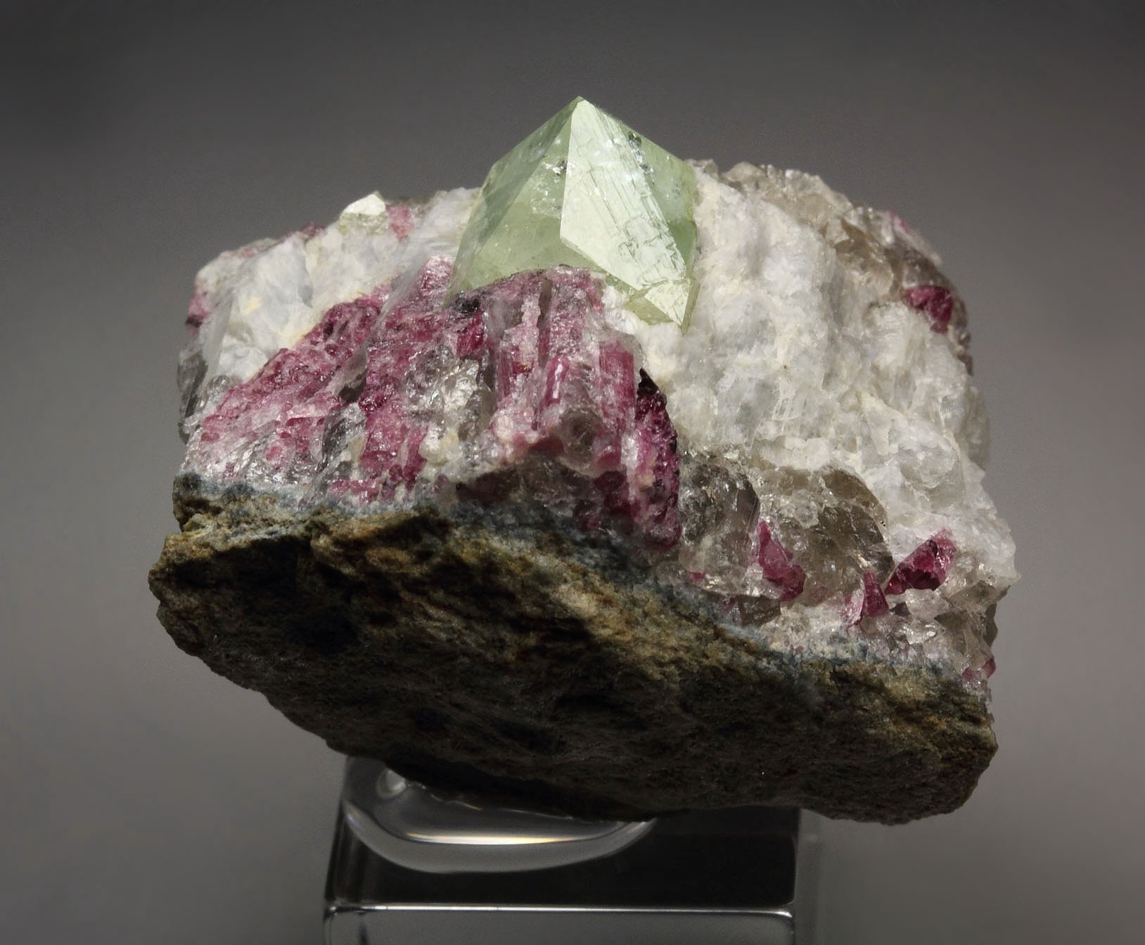 gem RHODIZITE, TOURMALINE var. RUBELLITE, FELDSPAR, QUARTZ