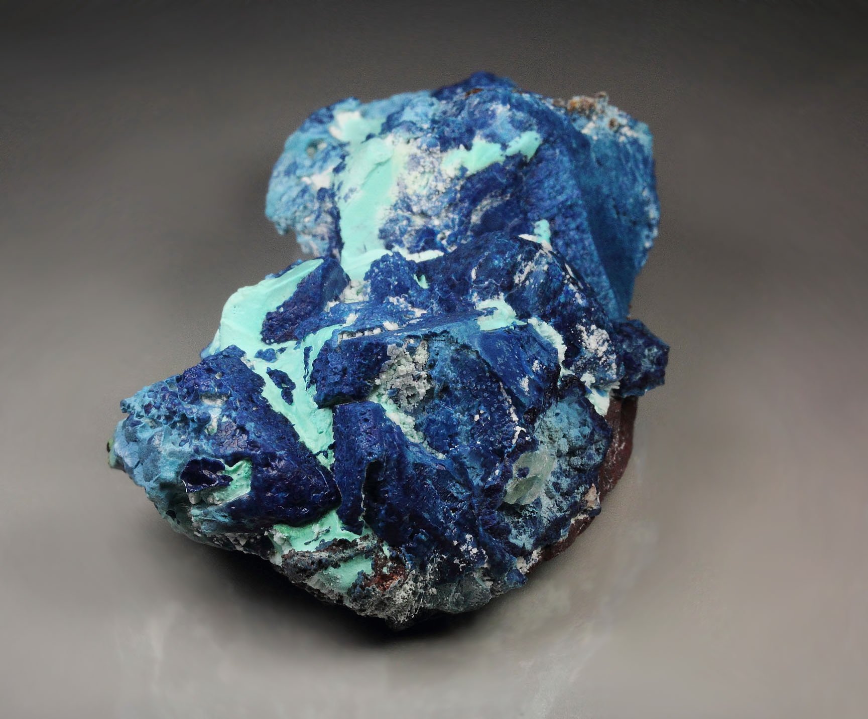 SHATTUCKITE pseudomorph after DIOPTASE after CALCITE, CHRYSOCOLLA