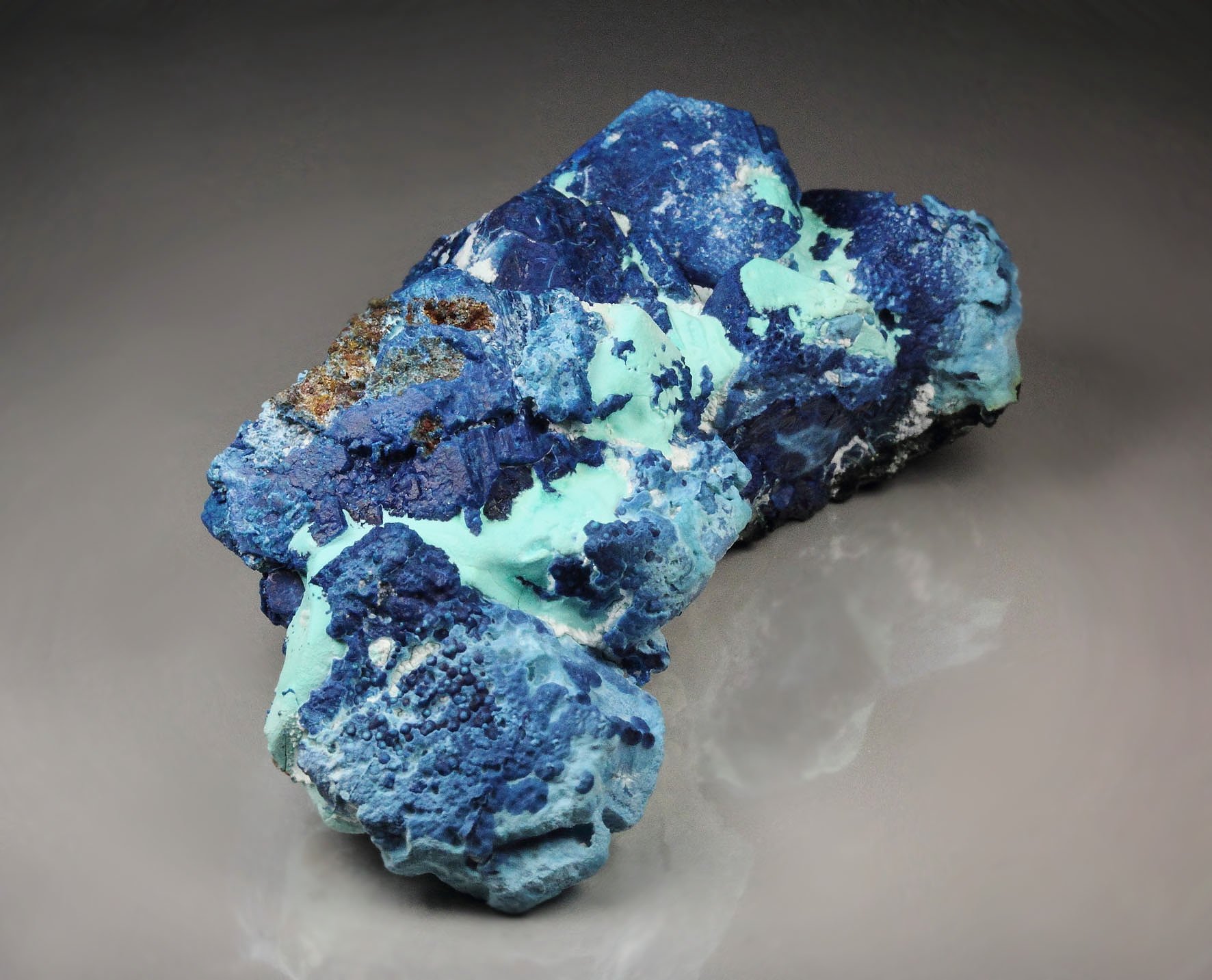 SHATTUCKITE pseudomorph after DIOPTASE after CALCITE, CHRYSOCOLLA