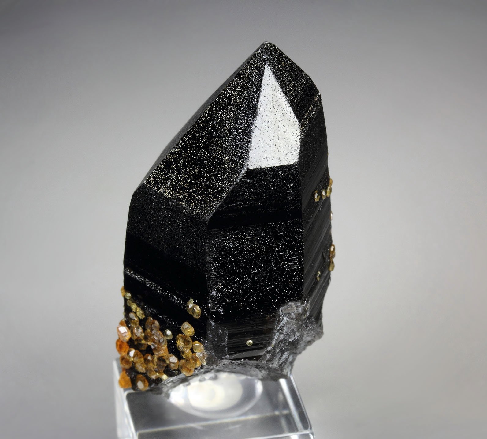 QUARTZ var. SMOKY, gem GARNET var. SPESSARTINE 