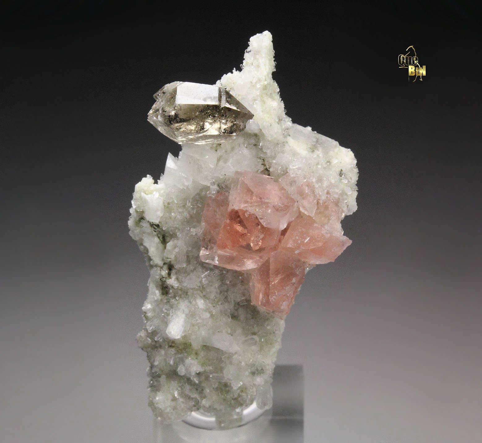 new find - pink FLUORITE, QUARTZ var. SMOKY