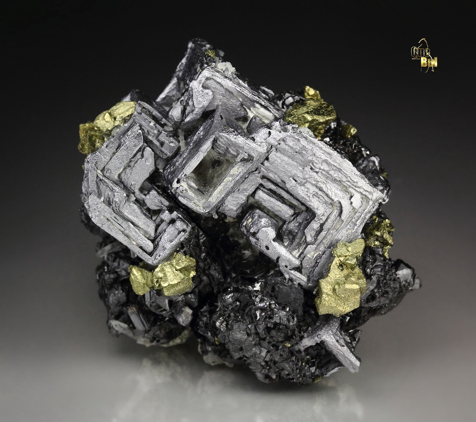 skeletal GALENA, CHALCOPYRITE, SPHALERITE, QUARTZ