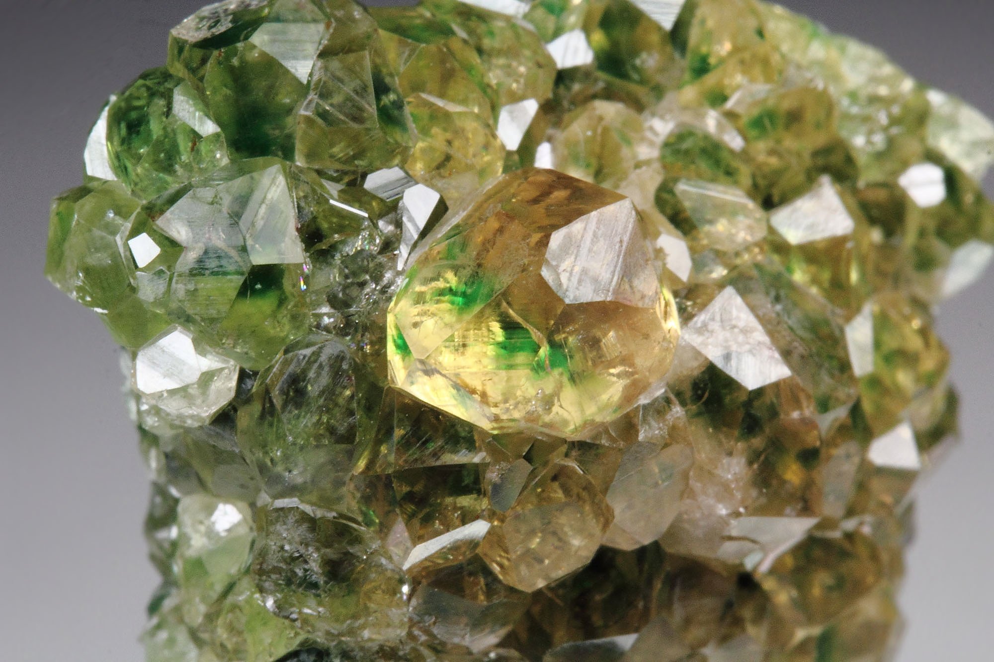 gem GARNET var. GROSSULAR with GREEN CHROMIAN PHANTOMS