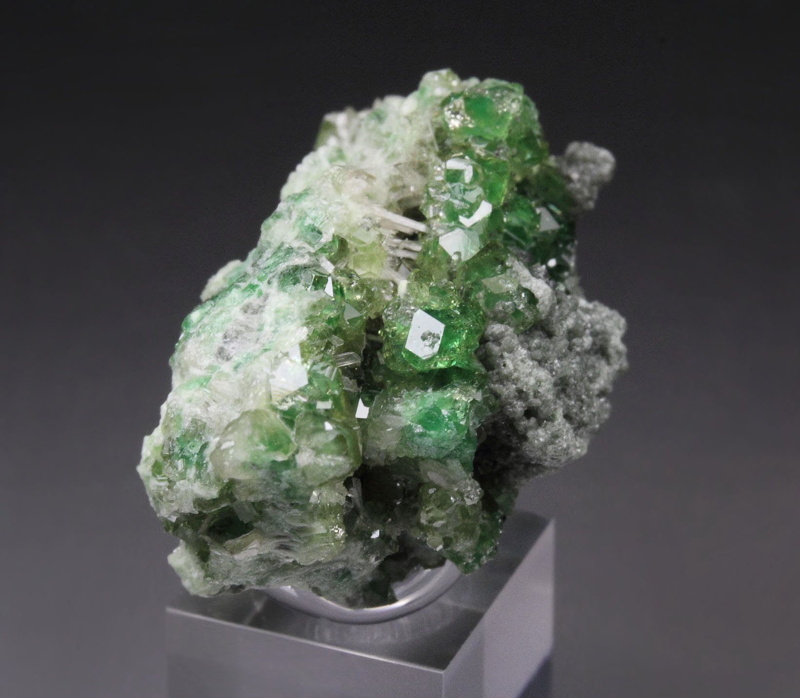 gem GARNET var. GROSSULAR with GREEN CHROMIAN PHANTOMS, CLINOCHLORE, DIOPSIDE