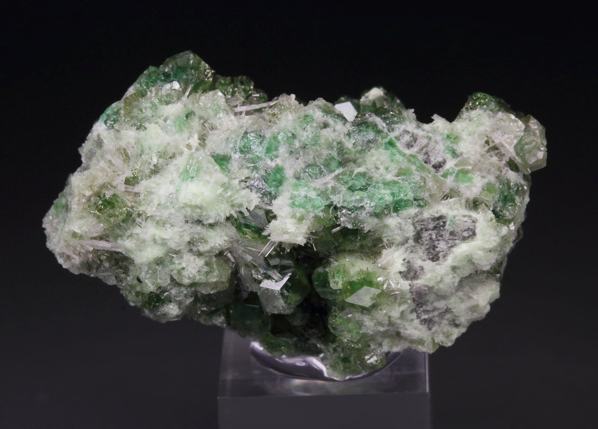 gem GARNET var. GROSSULAR with GREEN CHROMIAN PHANTOMS, CLINOCHLORE, DIOPSIDE