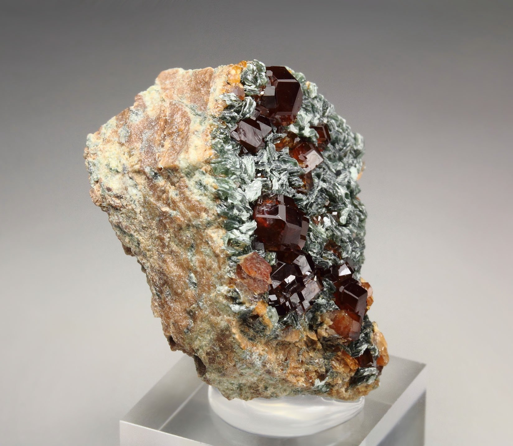 GARNET var. HESSONITE, CLINOCHLORE