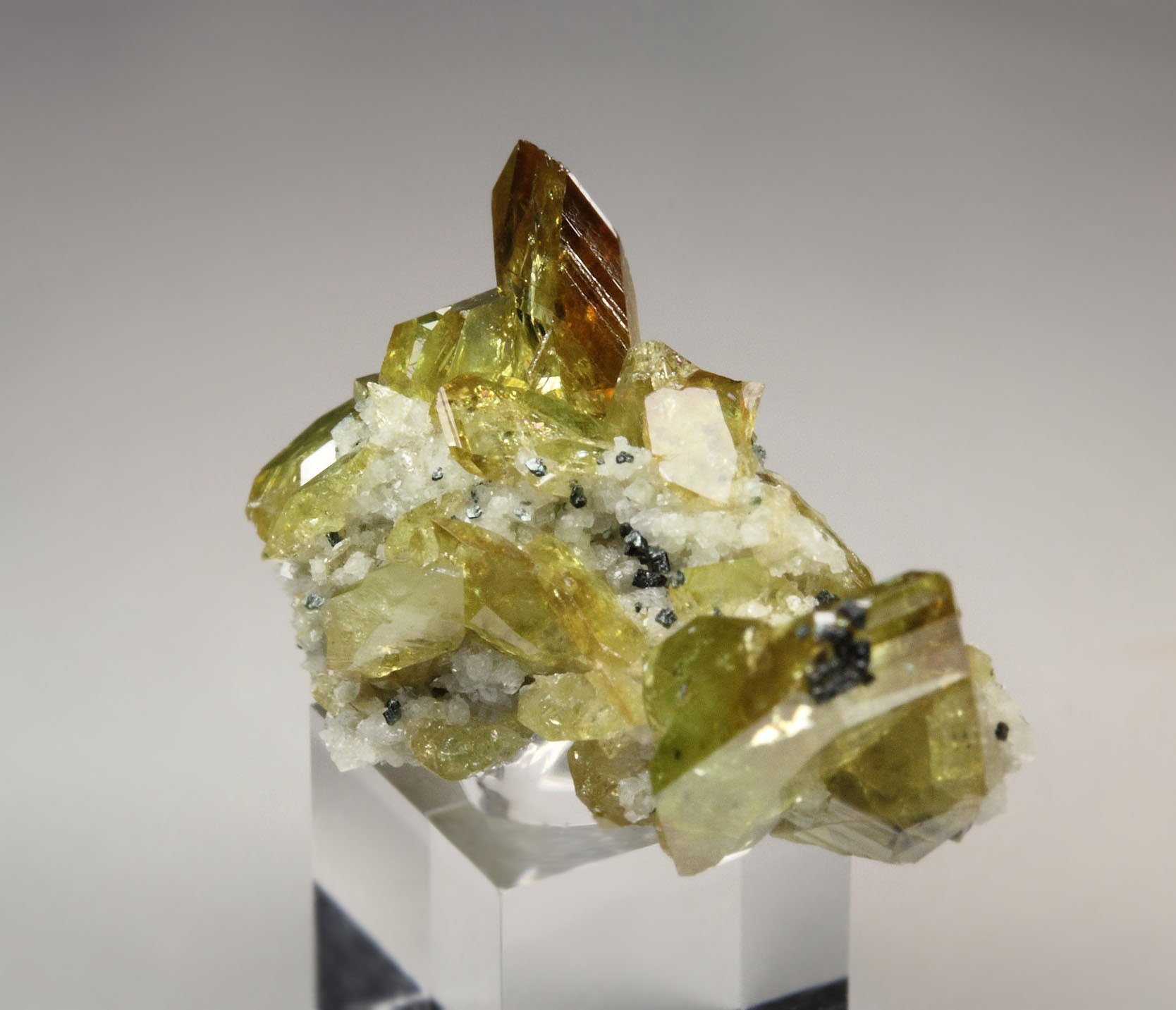 gem TITANITE twinned, K FELDSPAR var. ADULARIA, CLINOCHLORE