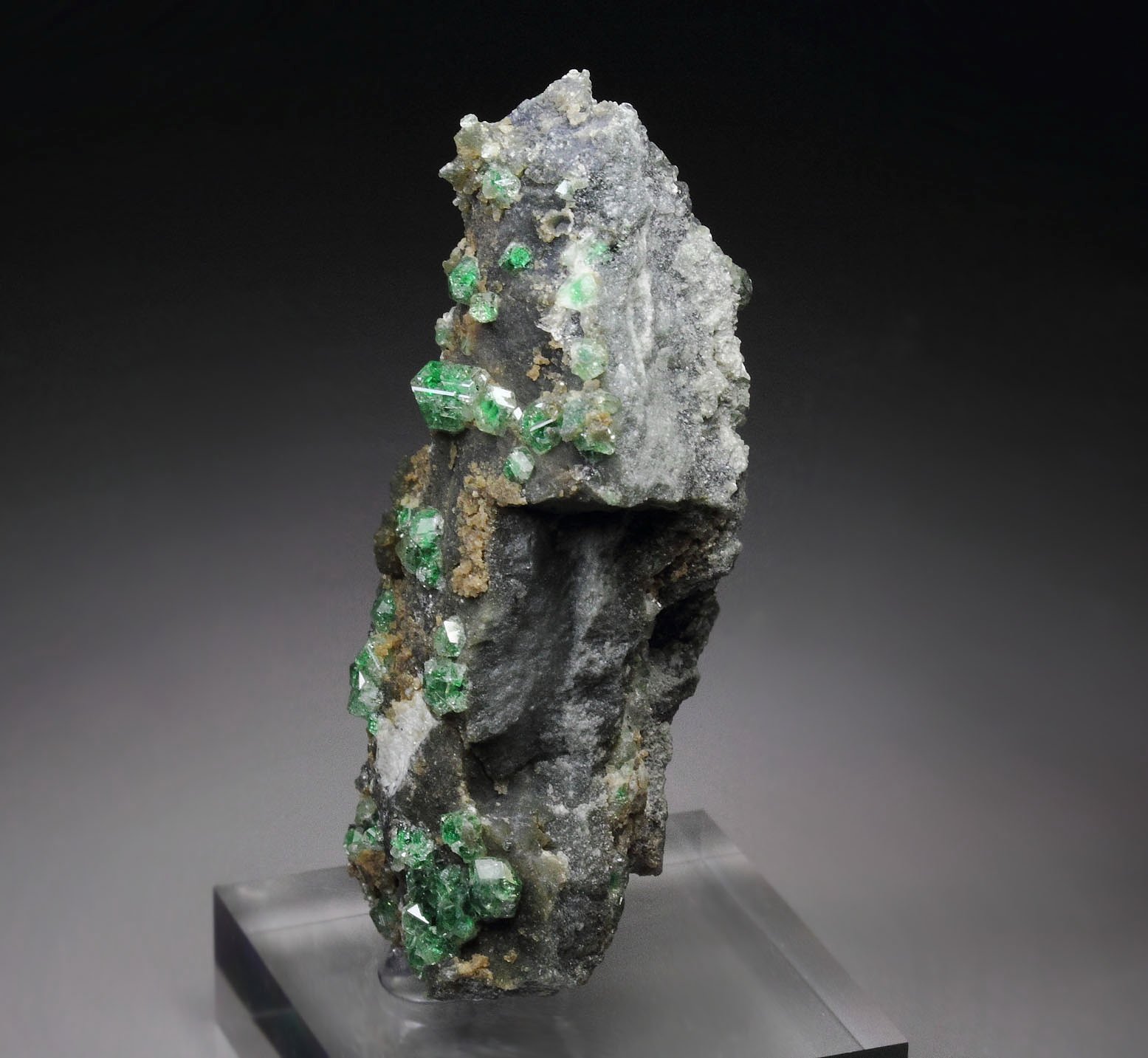 gem GARNET var. GROSSULAR with GREEN CHROMIAN PHANTOMS, CLINOCHLORE