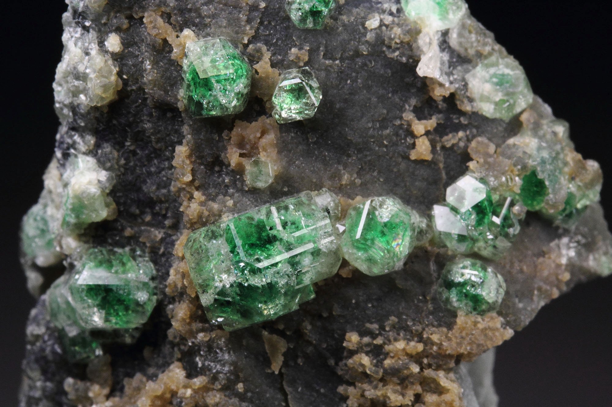 gem GARNET var. GROSSULAR with GREEN CHROMIAN PHANTOMS, CLINOCHLORE