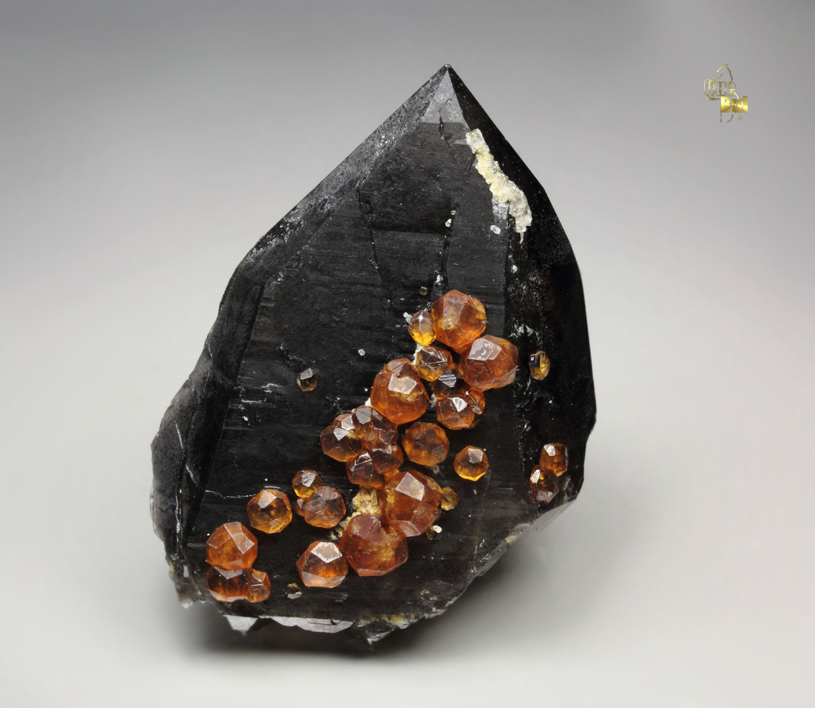 floater - gem GARNET var. SPESSARTINE, QUARTZ var. SMOKY