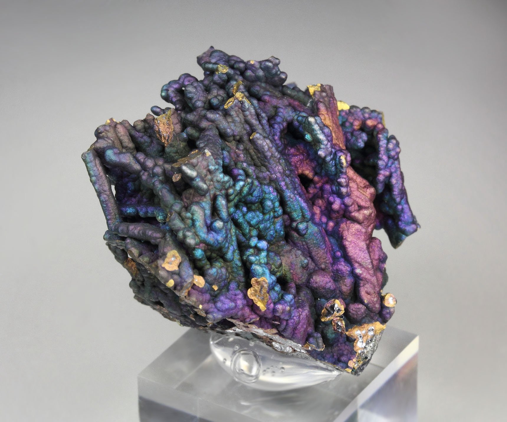 CHALCOCITE, DJURLEITE, iridescent CHALCOPYRITE