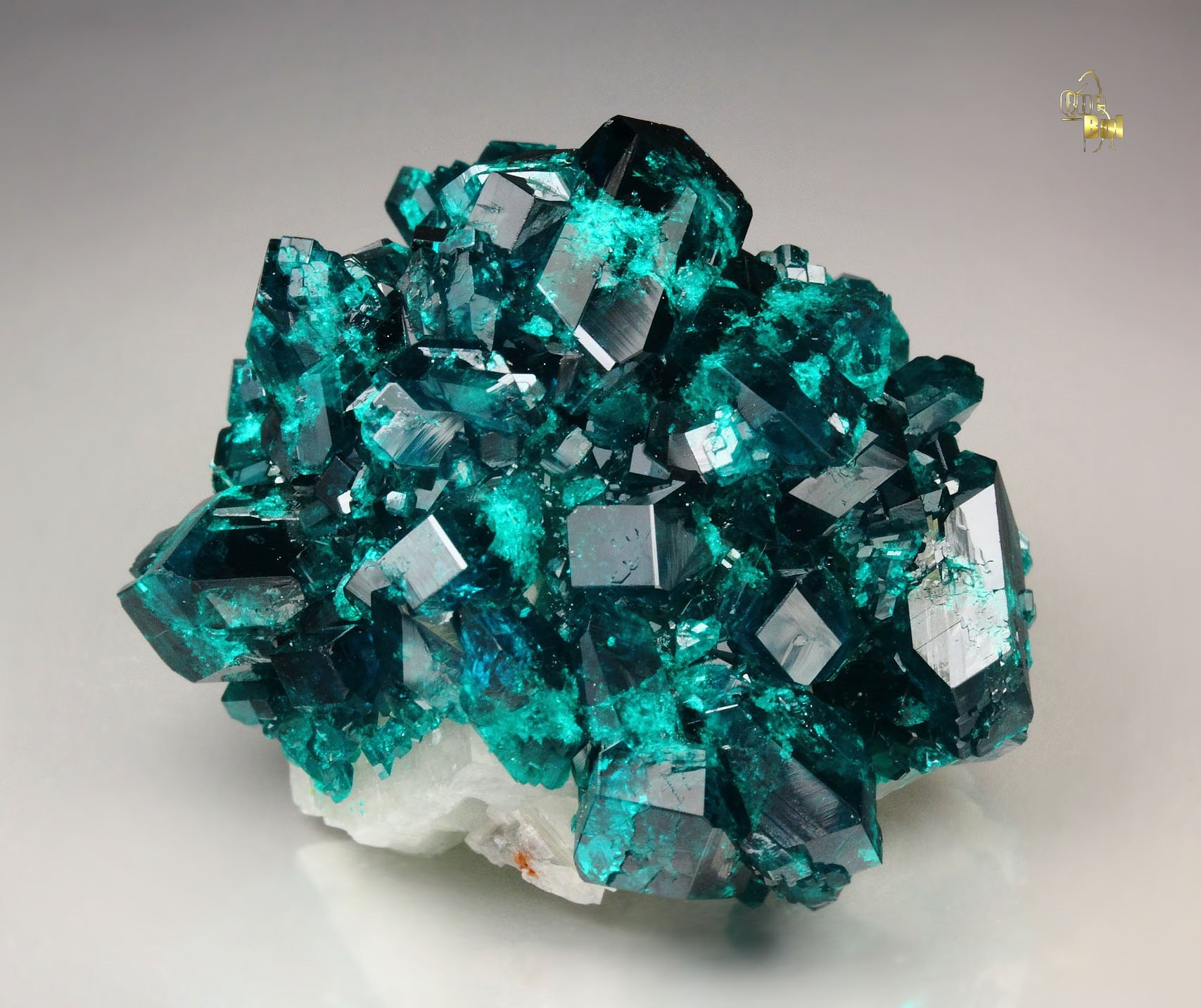 gemmy DIOPTASE, CALCITE